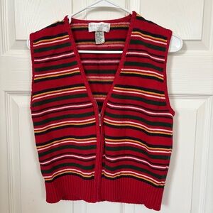 Vintage Red Striped Knit Vest